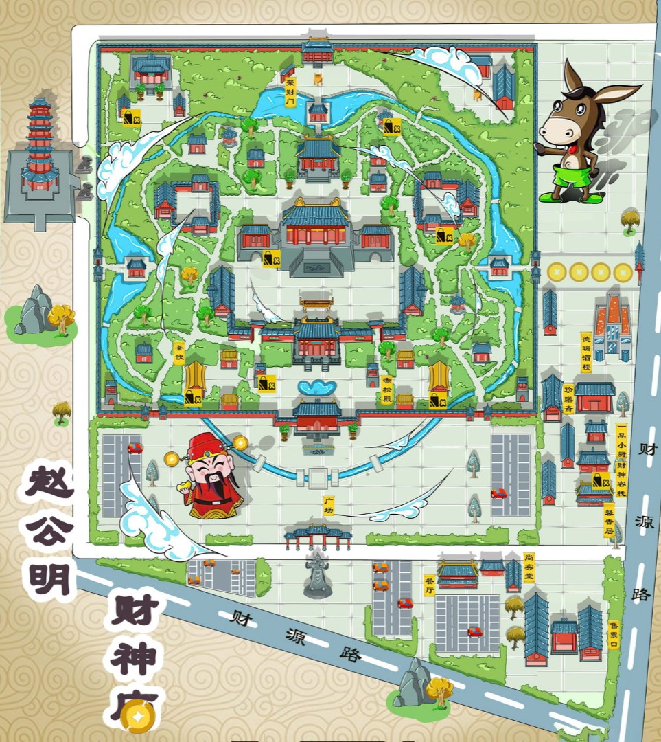 濠江寺庙类手绘地图